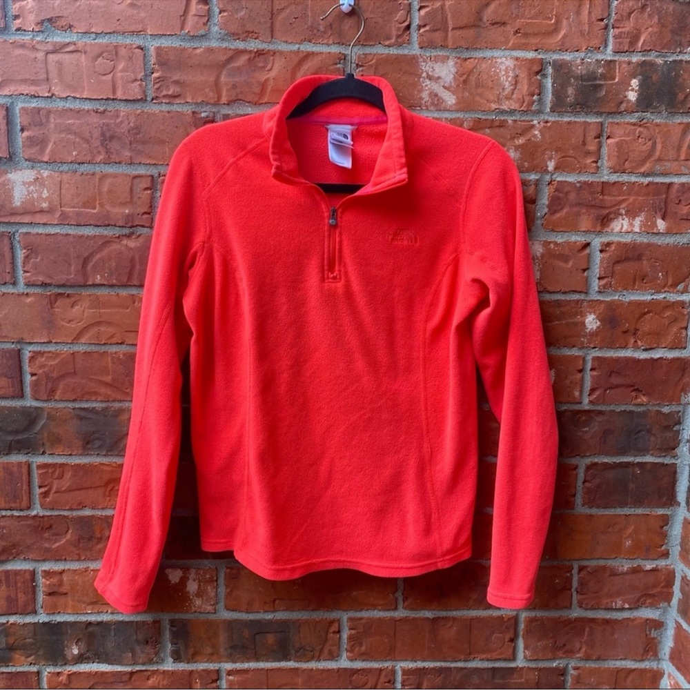 The North Face Womens Glacier Neon Hot Pink Fleece Quarter Zip Pullover Sweater
